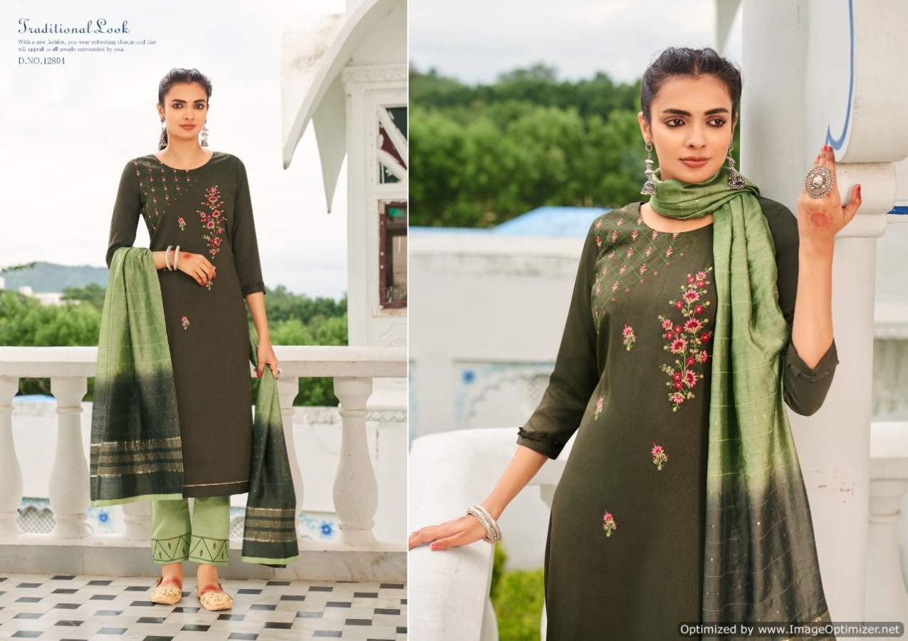 Kivi Rajwadi Festive Wear Designer Kurti With Pant And Dupatta Collection